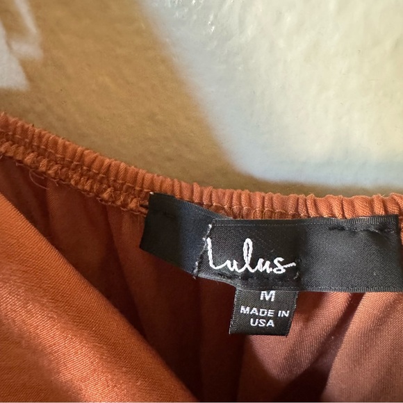 Lulus | Tiers to Sun Rust Brown Satin Cutout Maxi Dress With Pockets - Picture 4 of 7